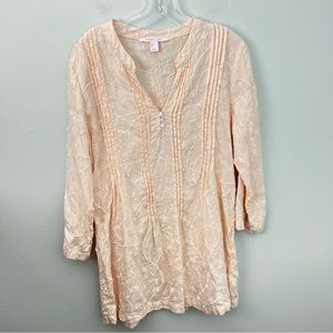 Marina Luna Embroidered 100% Linen Top